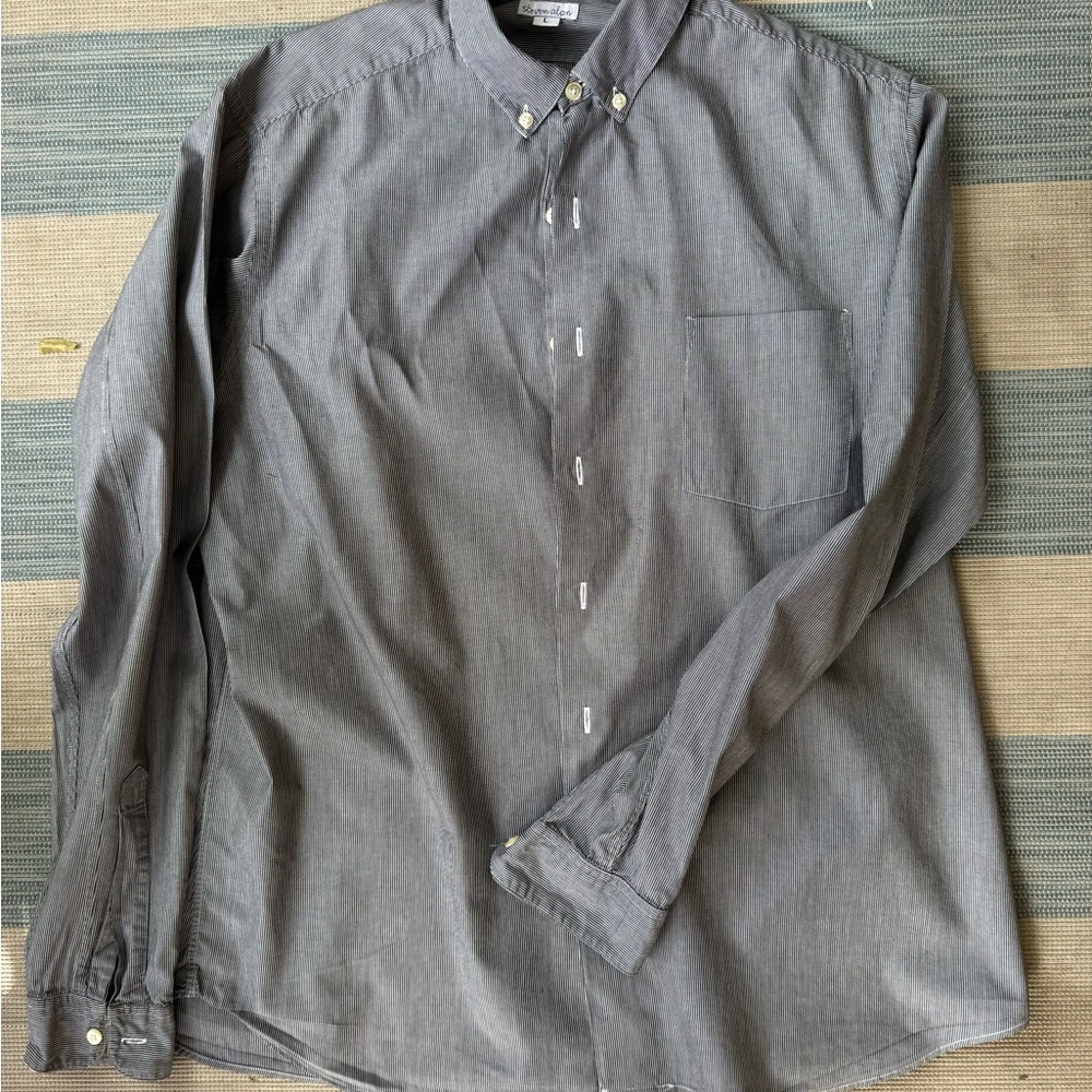 Men's Large Steven Alan Gray stripped Button-Down Shirt